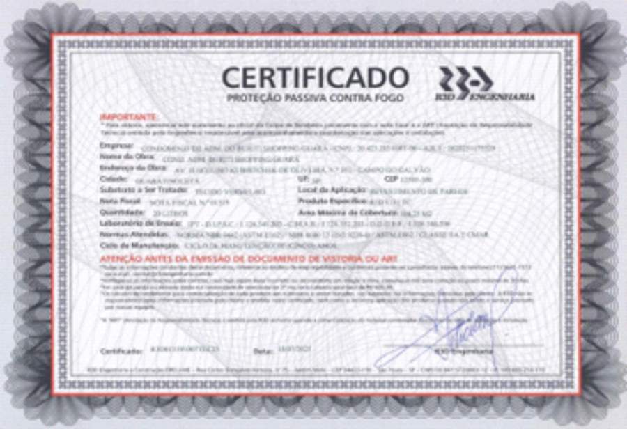 Certificado Antichamas